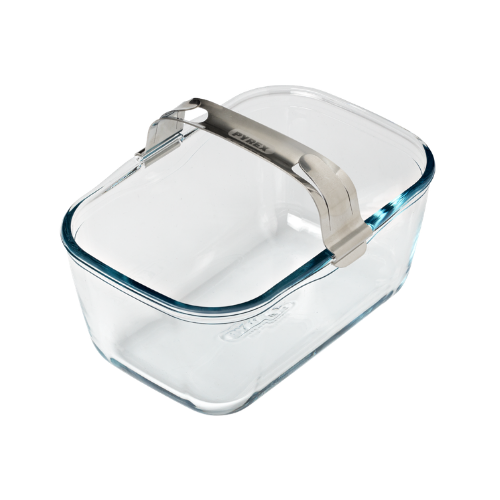 Plat rectangulaire Pyrex en verre de 1,5 L avec poignée amovible en inox