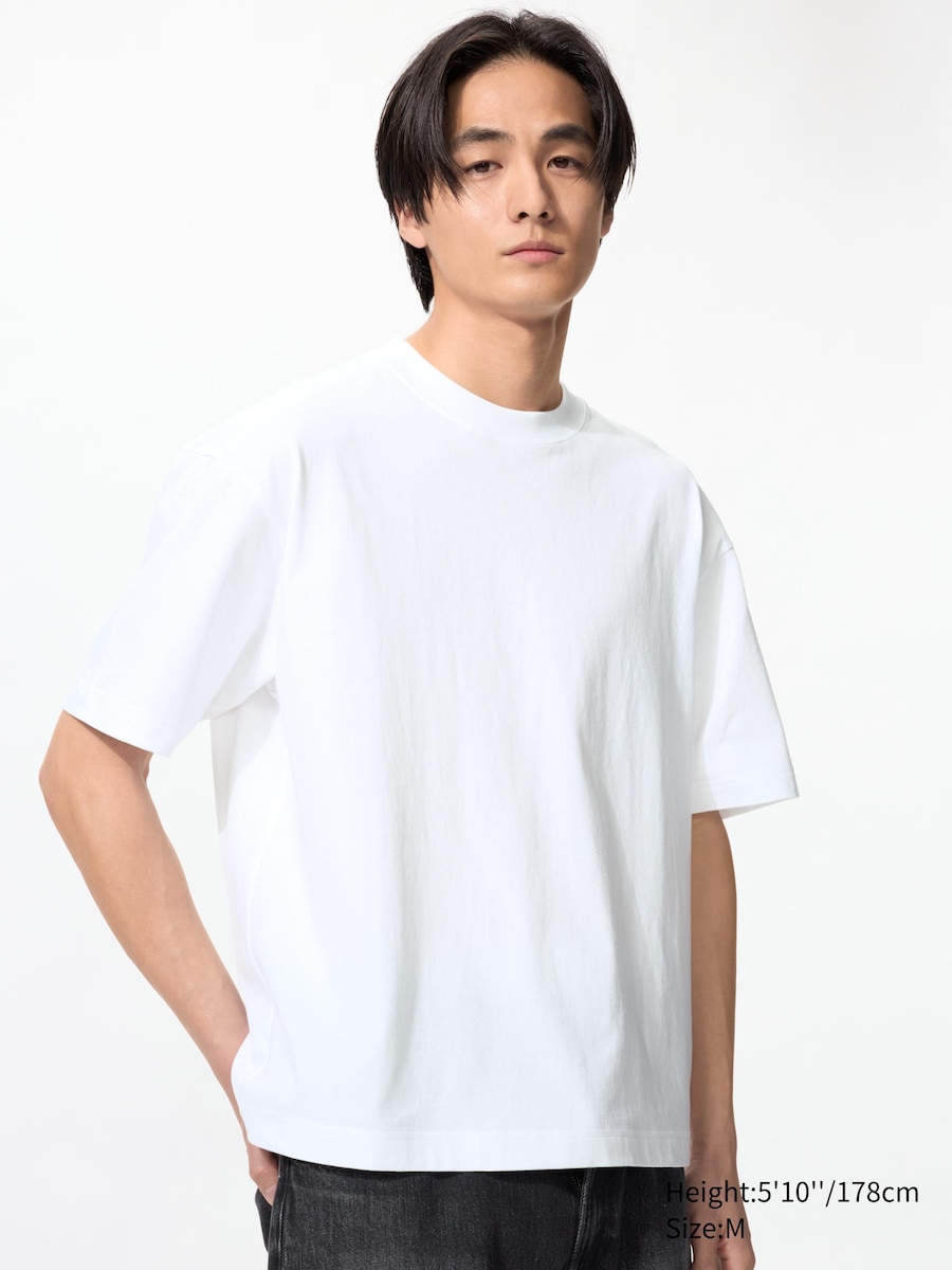 T-shirt Boxy Uniqlo blanc à manches courtes